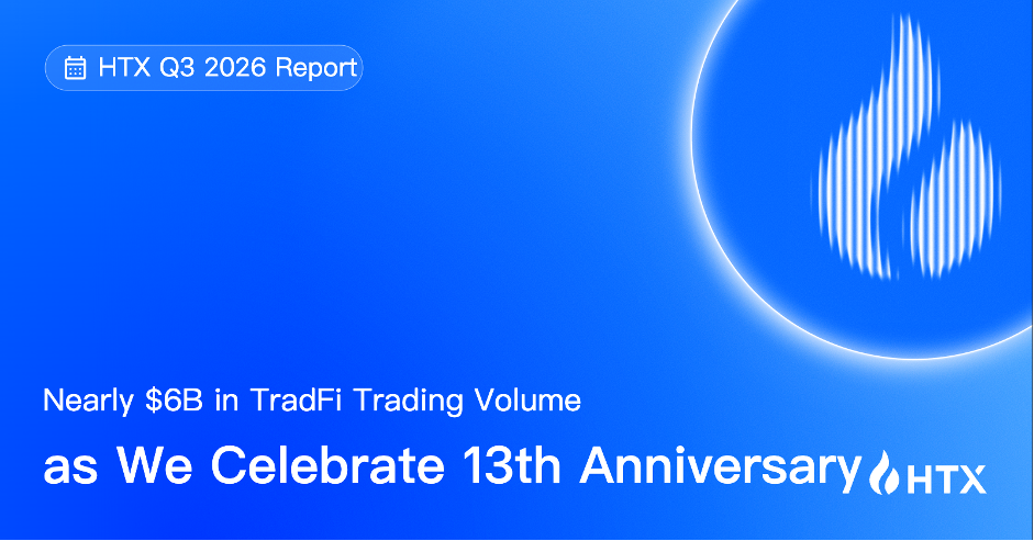 HTX Publishes Its Q3 2026 Scorecard: Cumulative TradFi Trading Volume Approaches $6B Amid 13th Anniversary Celebration